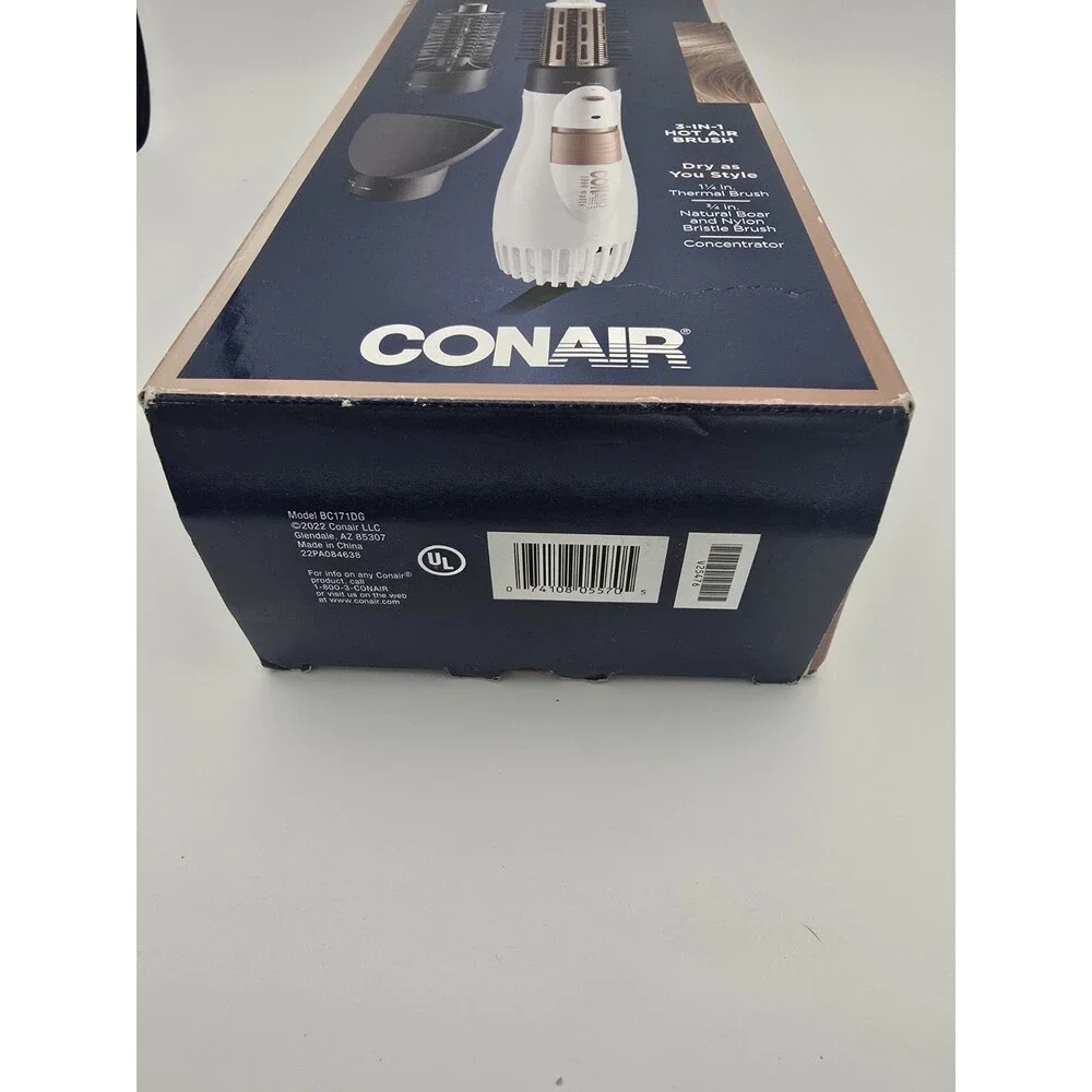 Conair Double Ceramic 3-in-1 Hot Air Brush BC171DG Hair Styler, Dry as you Style